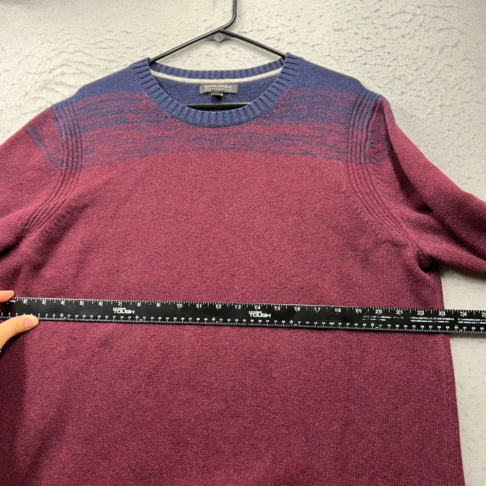 Banana Republic Mens XL Merino Wool Sweater Burgundy Navy Blue Italian Yarn 2523